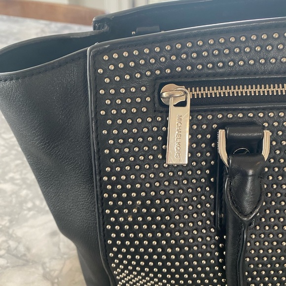Michael Kors Black Studded Satchel with Silver Hardware - Picture 2 of 6